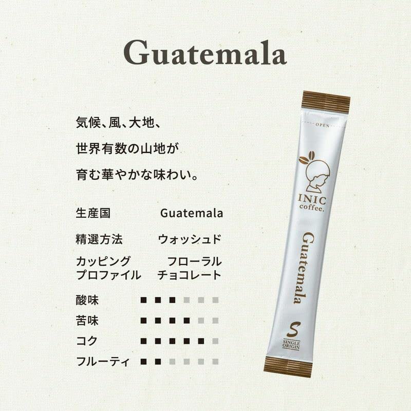 ［6つの産地が楽しめる］ INIC coffee Beans Aroma アソート スティック コーヒー 18本 シングルオリジンコーヒー エチオピア マンデリン グァテマラ キリマンジャロ コロンビア ブラジル インスタント ギフト プレゼント イニックコーヒー