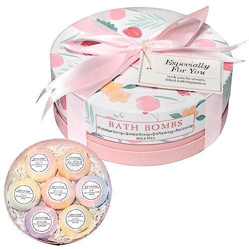 【リボン包装済み】Burco Bubbles バスボム 入浴剤 ギフトセット プレゼント 女性 人気 お風呂用 バスボール 香り爆弾 炭酸 おしゃれ かわいい メッセージカード付 彼女 子供 友達 誕生日 母の日 退職 産休 職場 お礼 お返し お祝い バレンタイン クリスマス 個包装 90gx7個入り