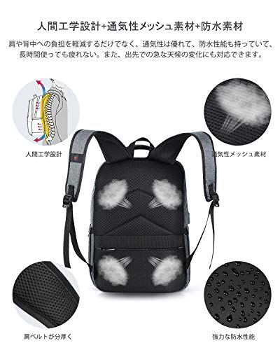 [HOMIEE] リュック ビジネスリュック メンズ 通勤用 軽量 盗難防止 15.6インチノートPC対応 2WAY 大容量 A4 防水 防災 多機能