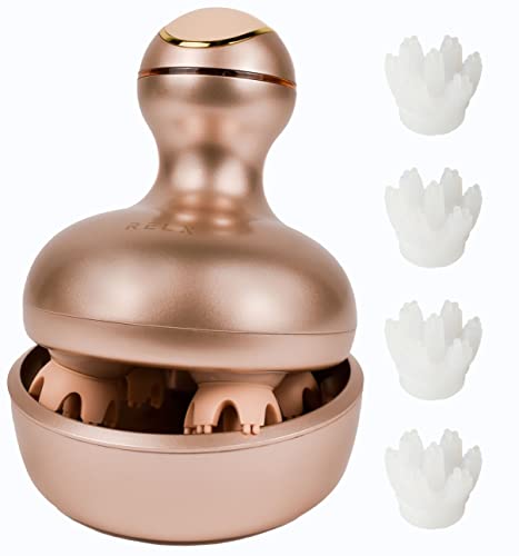 RELX ヘッドスパ 電動頭皮ブラシ 日本企業企画 IPX7防水 スカルプケア 3D振動 コードレス ローズゴールド