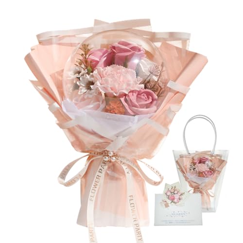 リニューアル仕様 自立式バルーンブーケ 人気 ソープフラワー 花束 枯れない花 フラワーブーケ 造花 母の日 誕生日 記念日 結婚祝い 敬老の日 贈り物 プレゼント 豪華ギフトBOX メッセージカード 手提げ袋付き ピンク