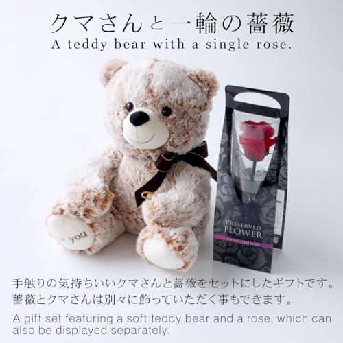 プリザーブドフラワー プリザードフラワー クマさんと一輪の薔薇 レッド プレゼント お祝い 記念日 誕生日 アレンジ フラワーギフト フラワーアレンジメント 枯れないバラ 花 女性 母の日 プレゼント 花