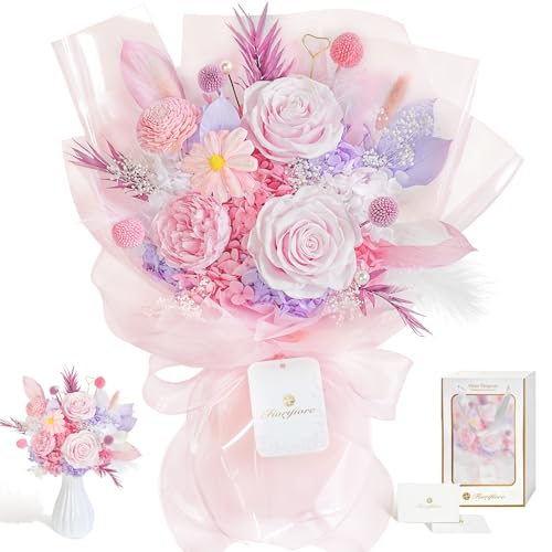 母の日 プリザーブドフラワー ブーケ 3輪 薔薇花束 自立式 ギフトボックス付き 誕生日 結婚祝い プレゼントに最適 インテリアドライフラワー Mellorie