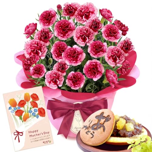 おいもや 母の日 2026 予約 プレゼント 2026 予約 ギフト カーネーション 花 鉢植え スイーツ お菓子 どら焼き プラムタルト MD