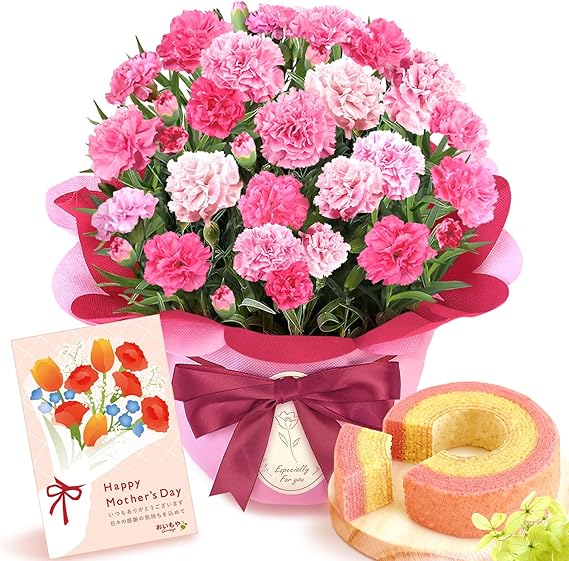 おいもや 母の日 2026 予約 花 プレゼント ギフト カーネーション ホットハート スイーツ バームクーヘン MD
