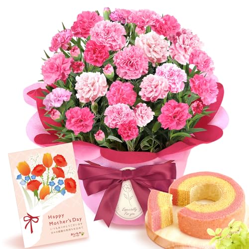 おいもや 母の日 2026 予約 花 プレゼント ギフト カーネーション ホットハート スイーツ バームクーヘン MD