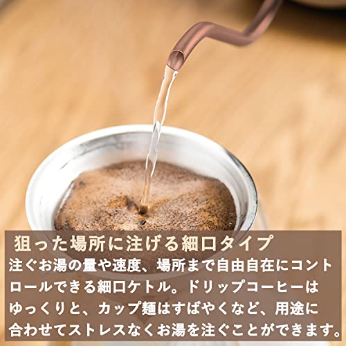 山善 電気ケトル ドリップケトル 0.8L 温度調節 保温 空焚き防止 カッパー EKG-C1281